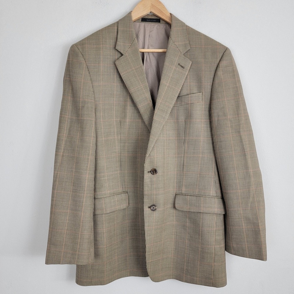 Lauren Ralph Lauren Sports Coat Blazer‎ Mens 40L Tan Plaid Button Front